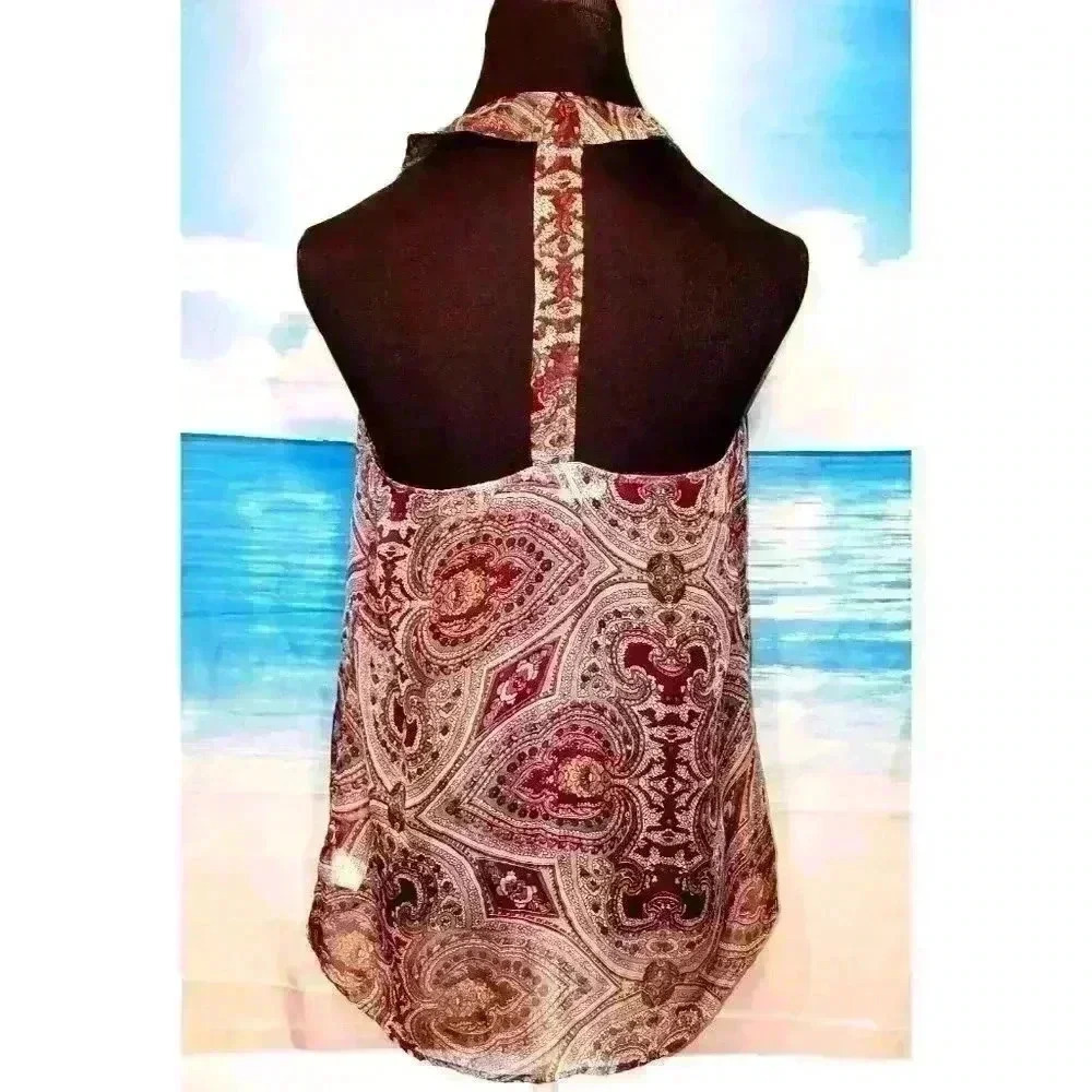 MIMO FRESH & SWEET Womans SHEER Raceback Top BOHO Casual VINTAGE Shirt size Sm - Picture 4 of 5